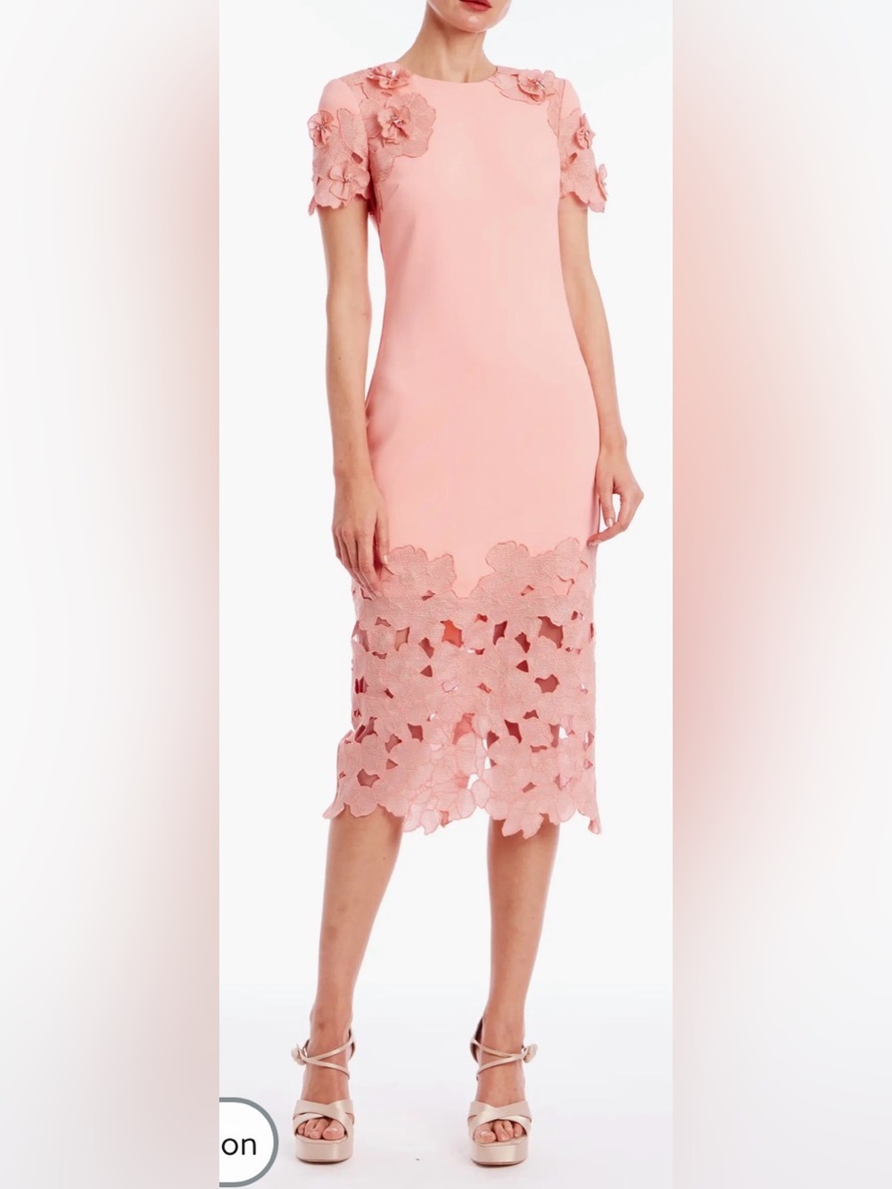 NEW Badgley Mischka Collection 3D Floral Embellished Midi Dress sz 0